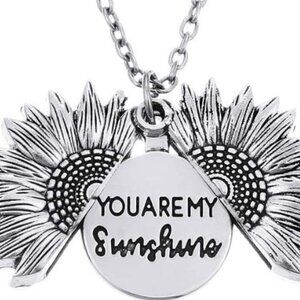 YOU ARE MY SUNSHINE SUNFLOWER NECKLACE LOCKET HIDDEN MESSASSAGE